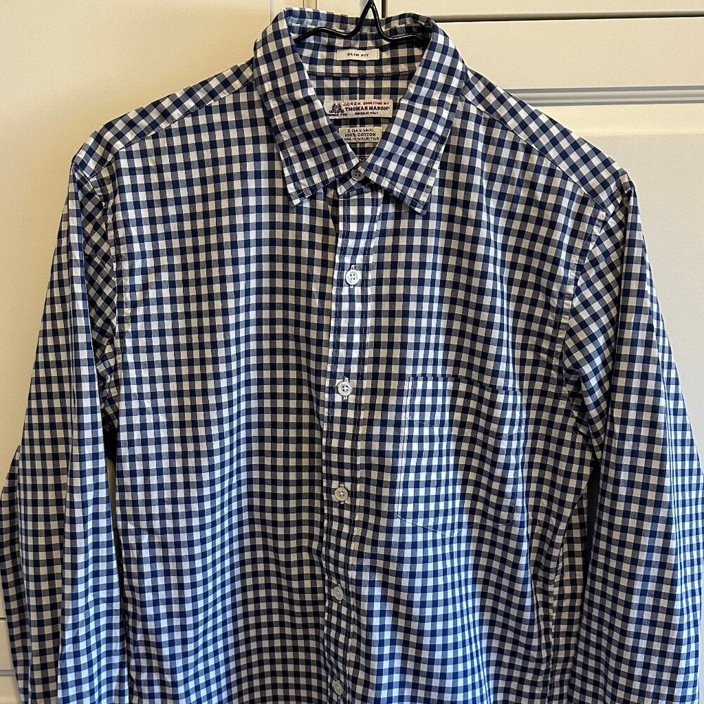 J CREW Gingham Button-Down (THOMAS MASON) [Blue x White]